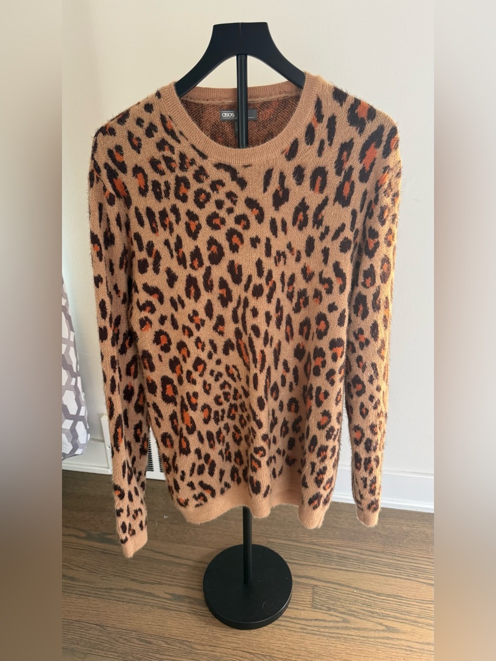 ASOS Tan Leopard Print Crewneck Cardigan